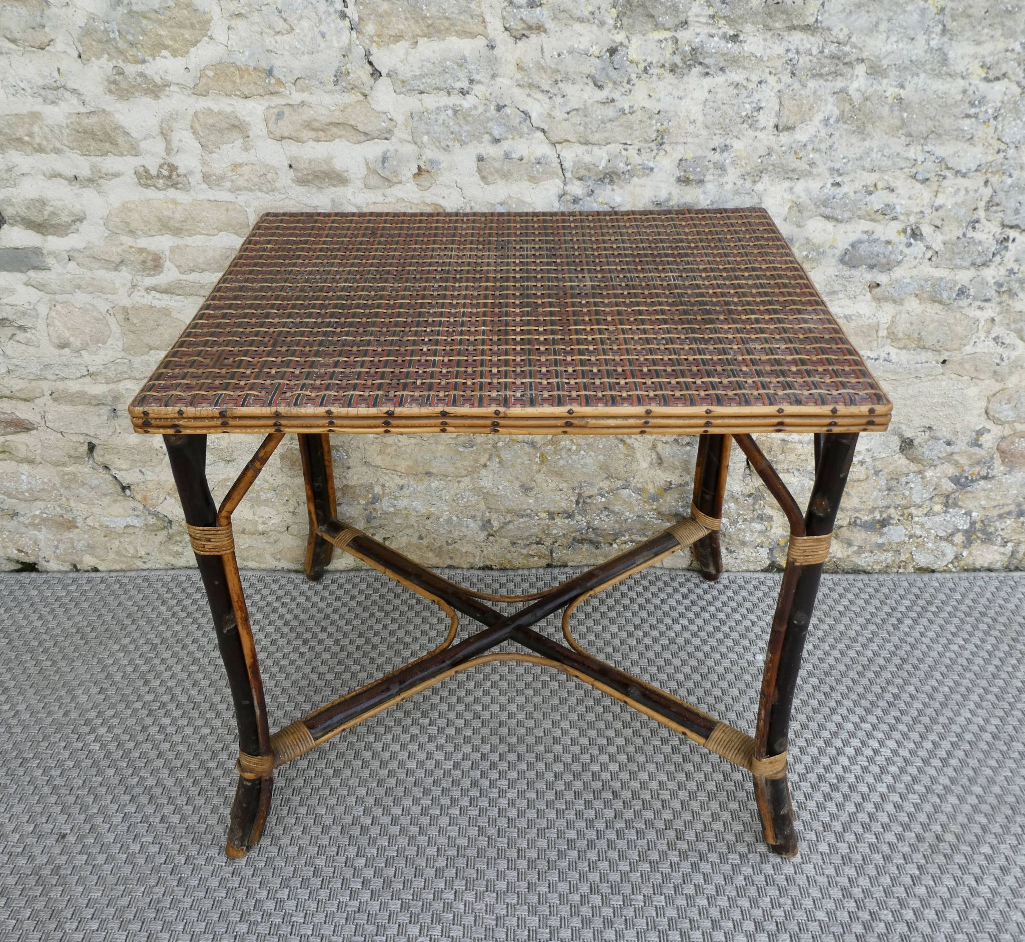 Bamboo and rattan table from the Perret & Vibert house, late 19th century.
