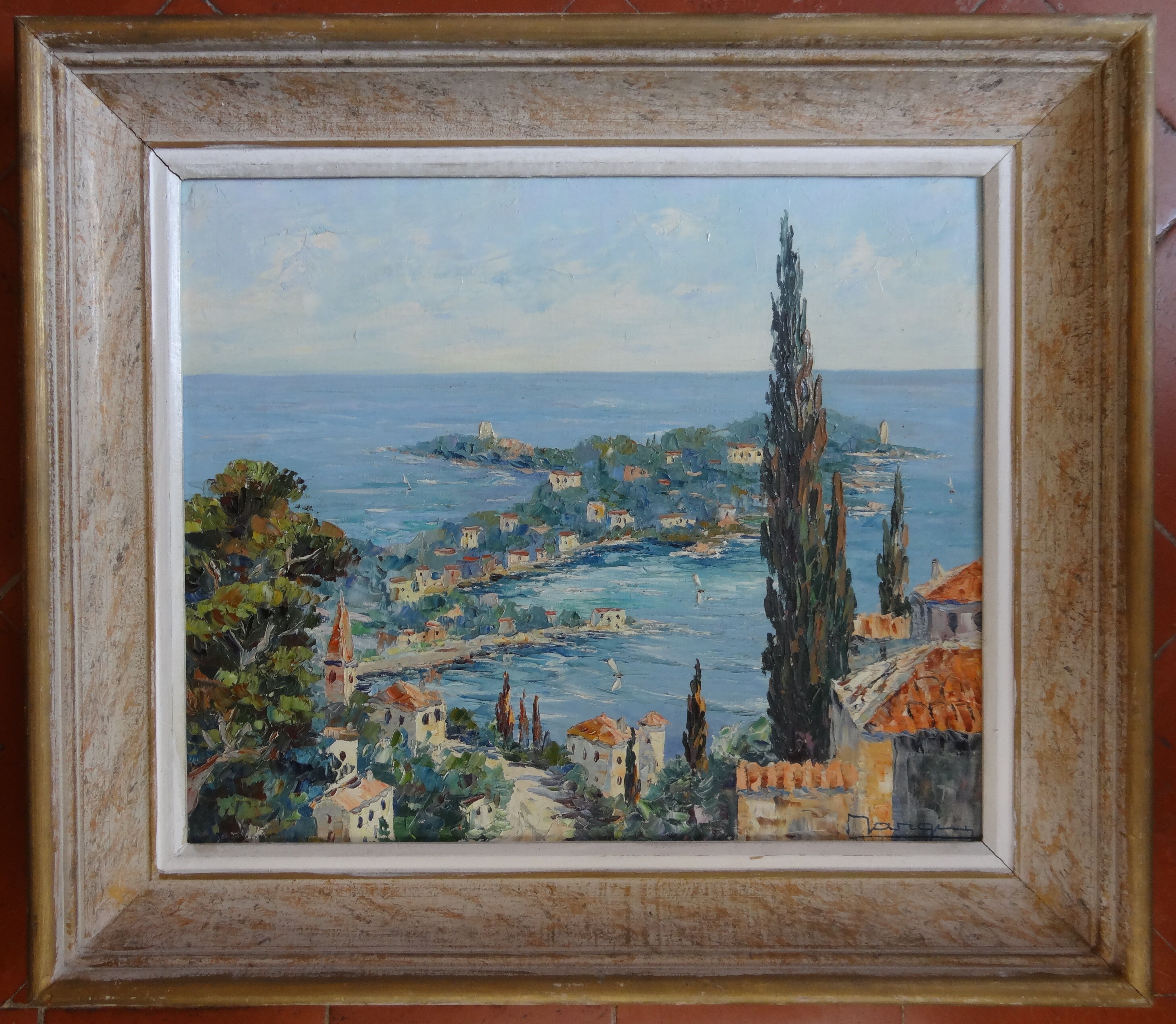 Marine, oil painting of Saint-Jean-Cap-Ferrat, signed H. E. BARGIN, 71 x 63 cm