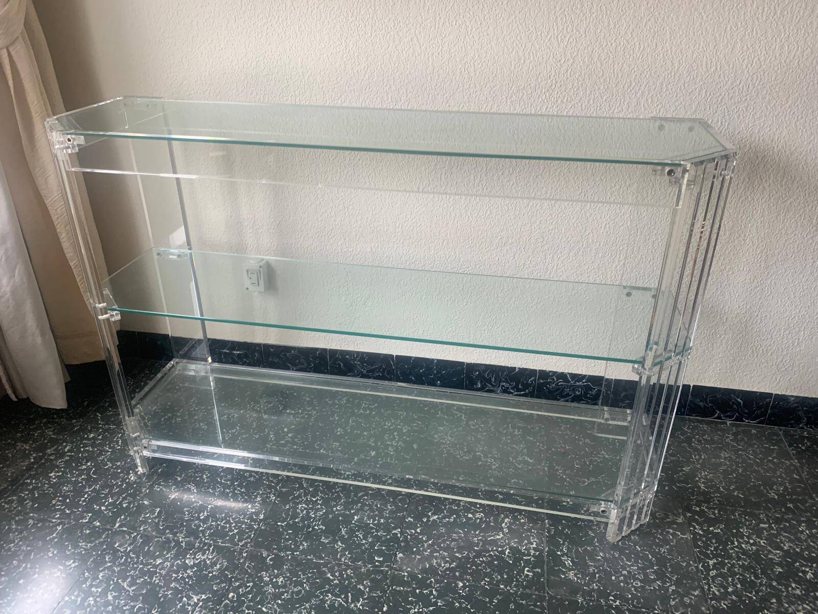 Vintage console made of acrylic and glass