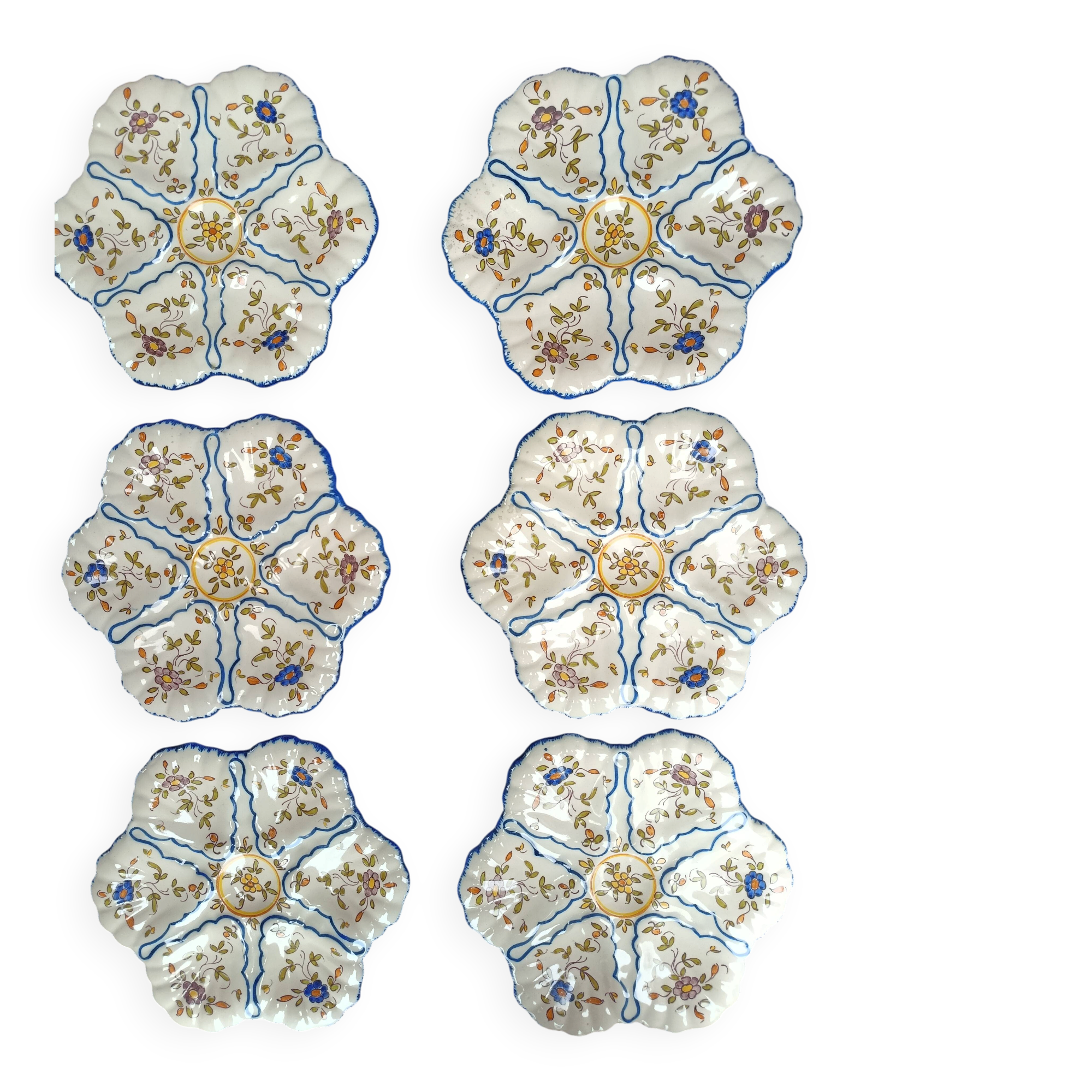 6 assiettes à huîtres Ribet Bonnassie