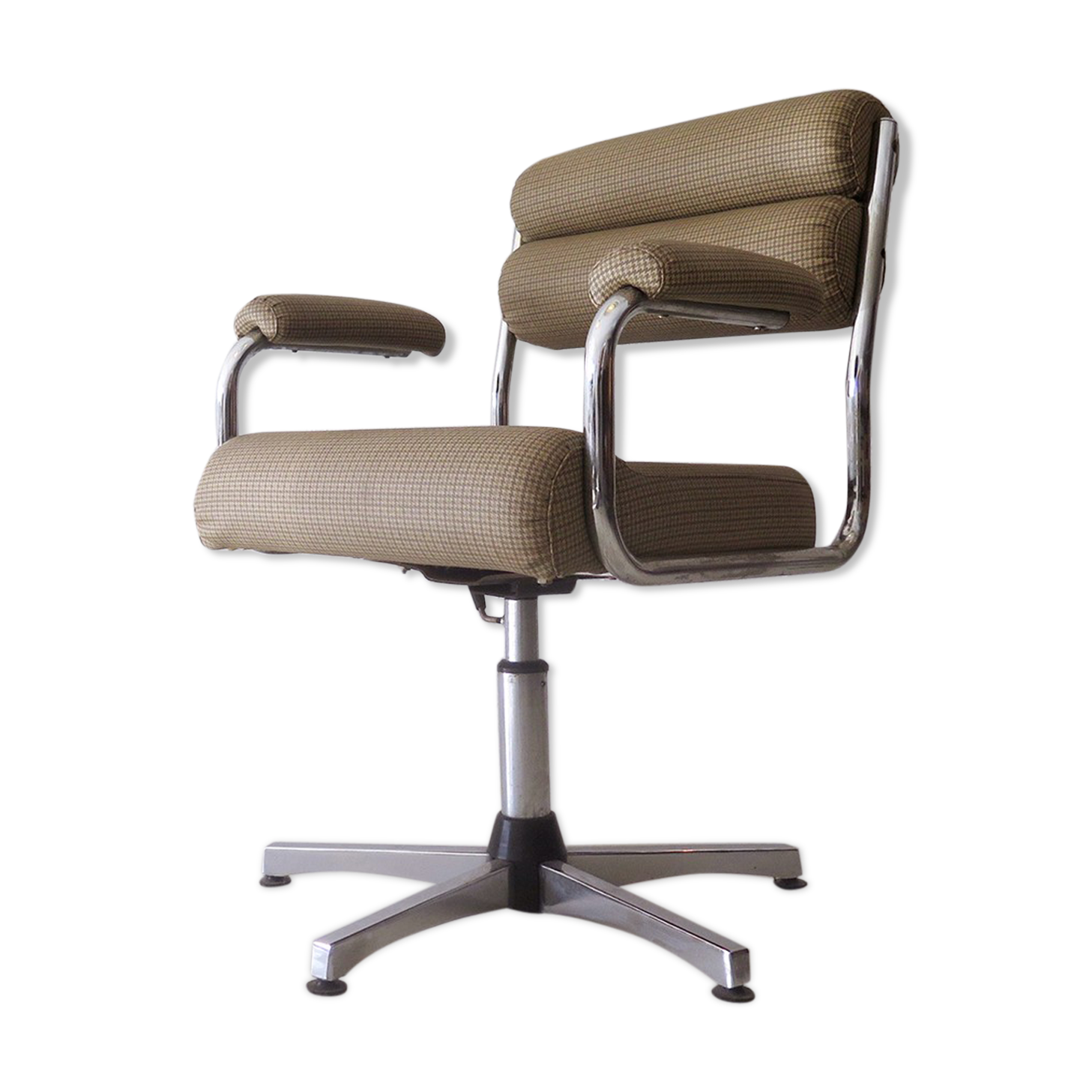 Chaise de bureau pivotante en métal chromé années 1950