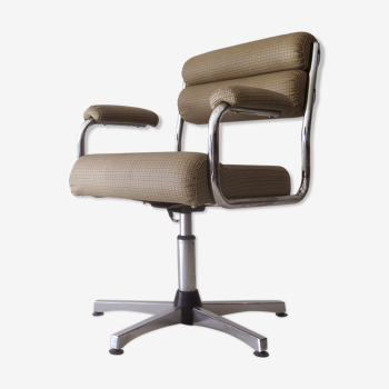 Chrome metal swivel office chair, 1950s
