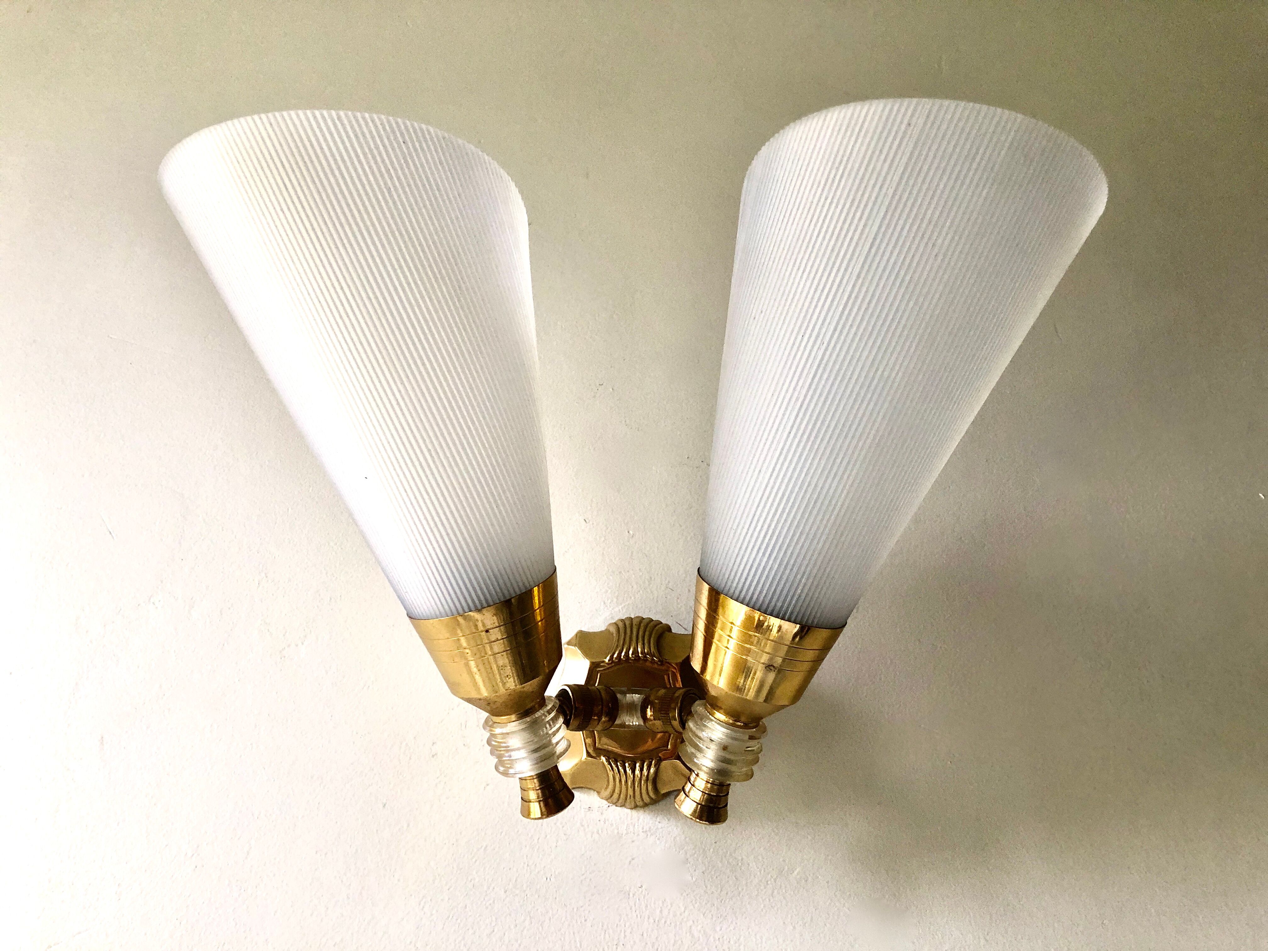 Double flambeau wall light plexiglass 1950