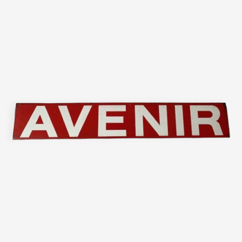 Old enameled metal plaque, Avenir, 1960/70