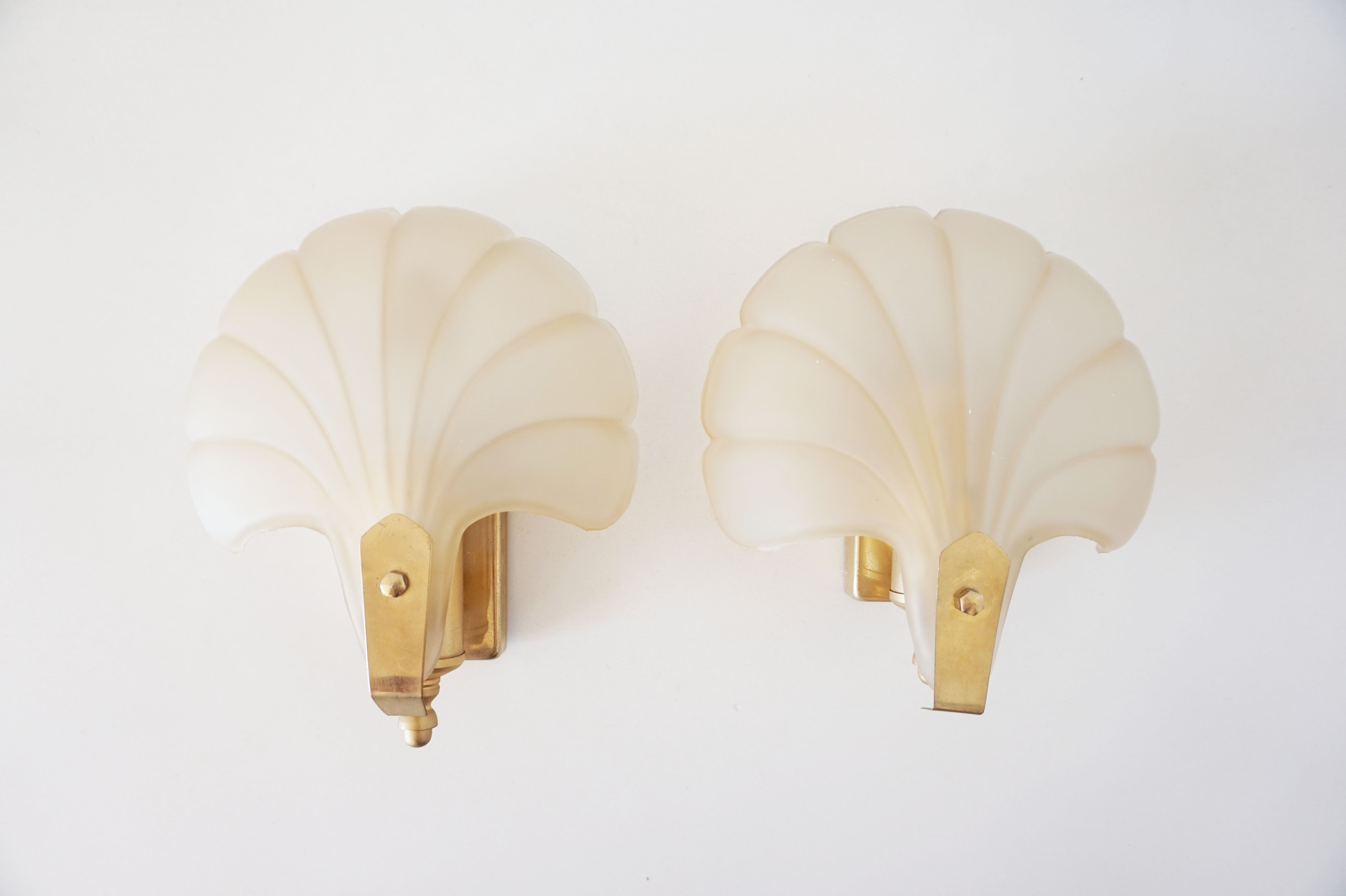 Pair of glass shell sconces