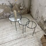 1950s metal and glass nesting coffee tables