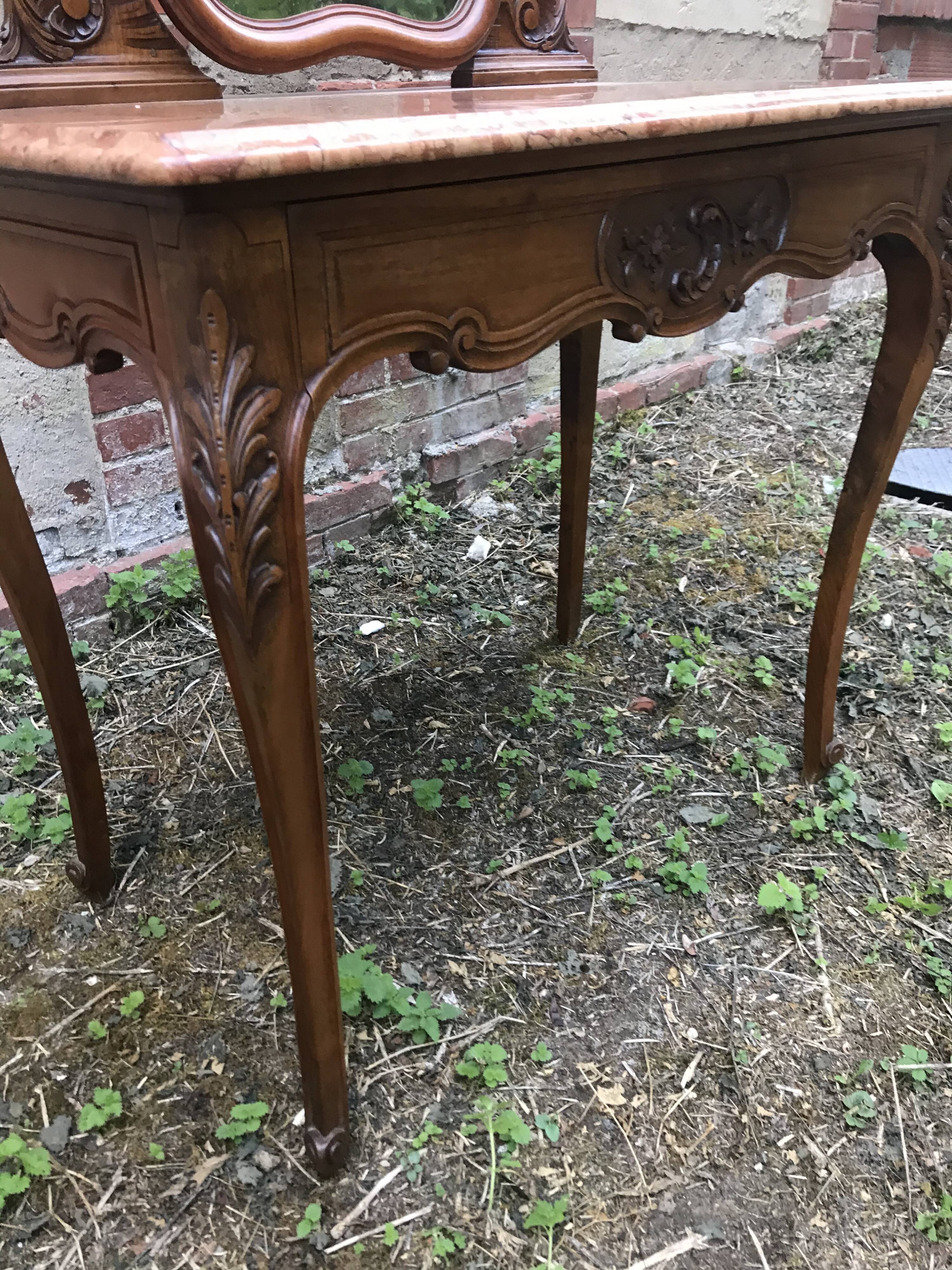 Coiffeuse rocaille Louis XV noyer 1900
