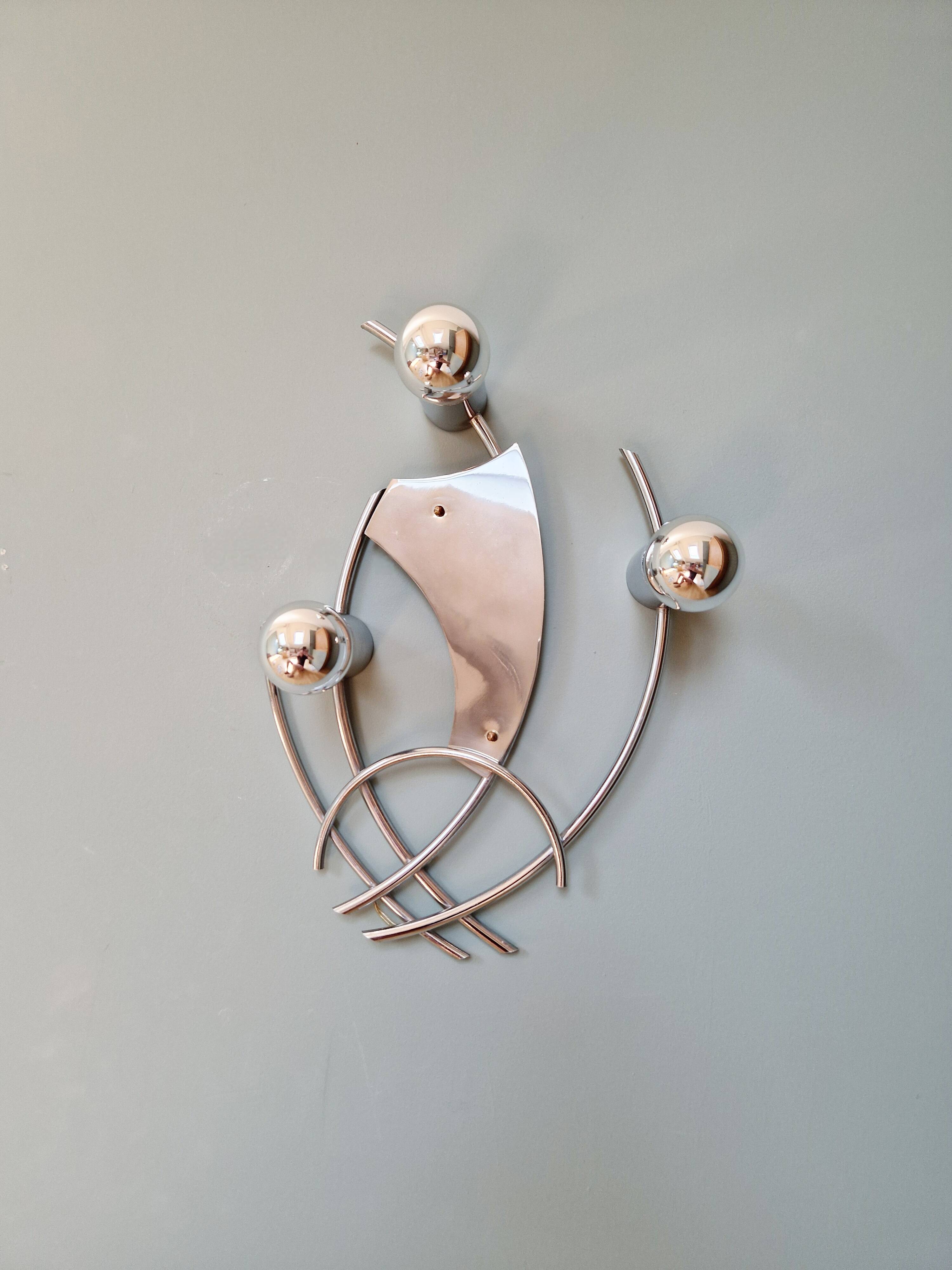 Vintage chrome metal wall light, 70s