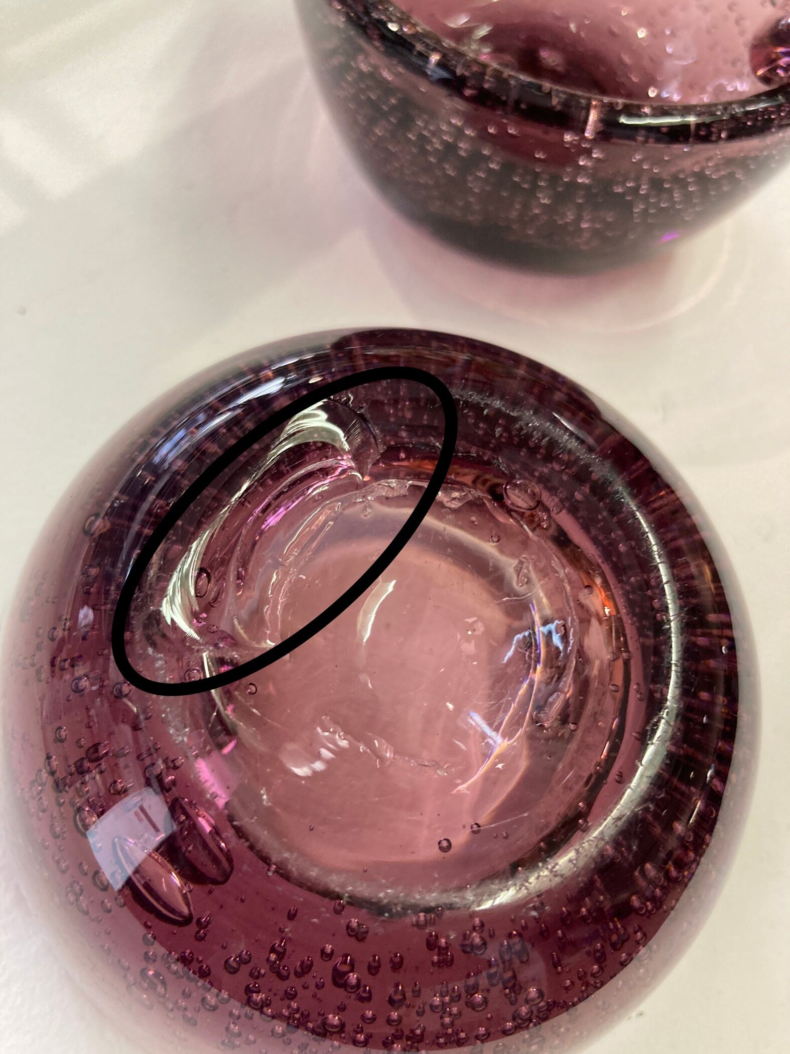 Pair of bubble glass ashtrays