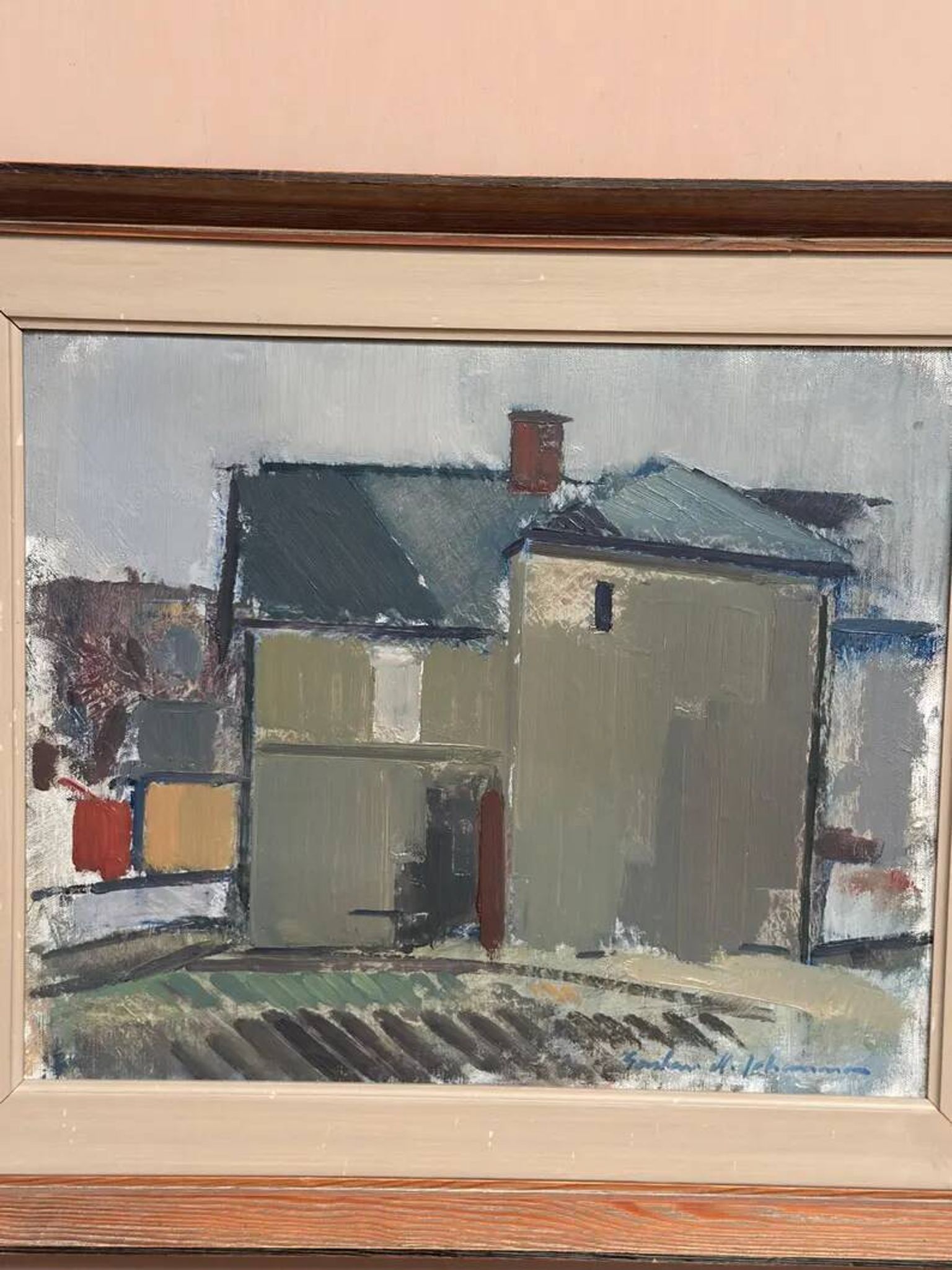 Original Swedish Oil on Canvas – “Sage House” by Gustav‑Adolf Johansson – Signed – Vintage & Framed