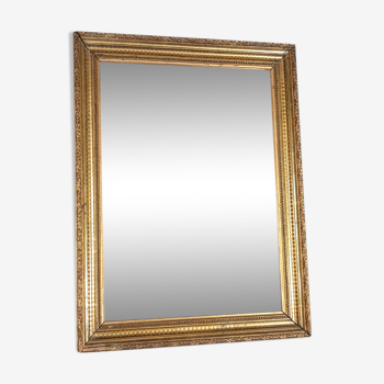 Miroir XIXe s. cadre à canaux bois stuc doré feuille d'or 55x41 cm SB 41x55cm