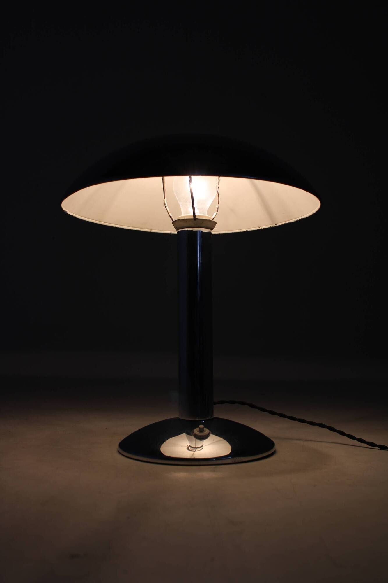 1930s Art Deco Chrome Plated Table Lamp , zechoslovakia