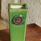 Vase en céramique craquelée vert