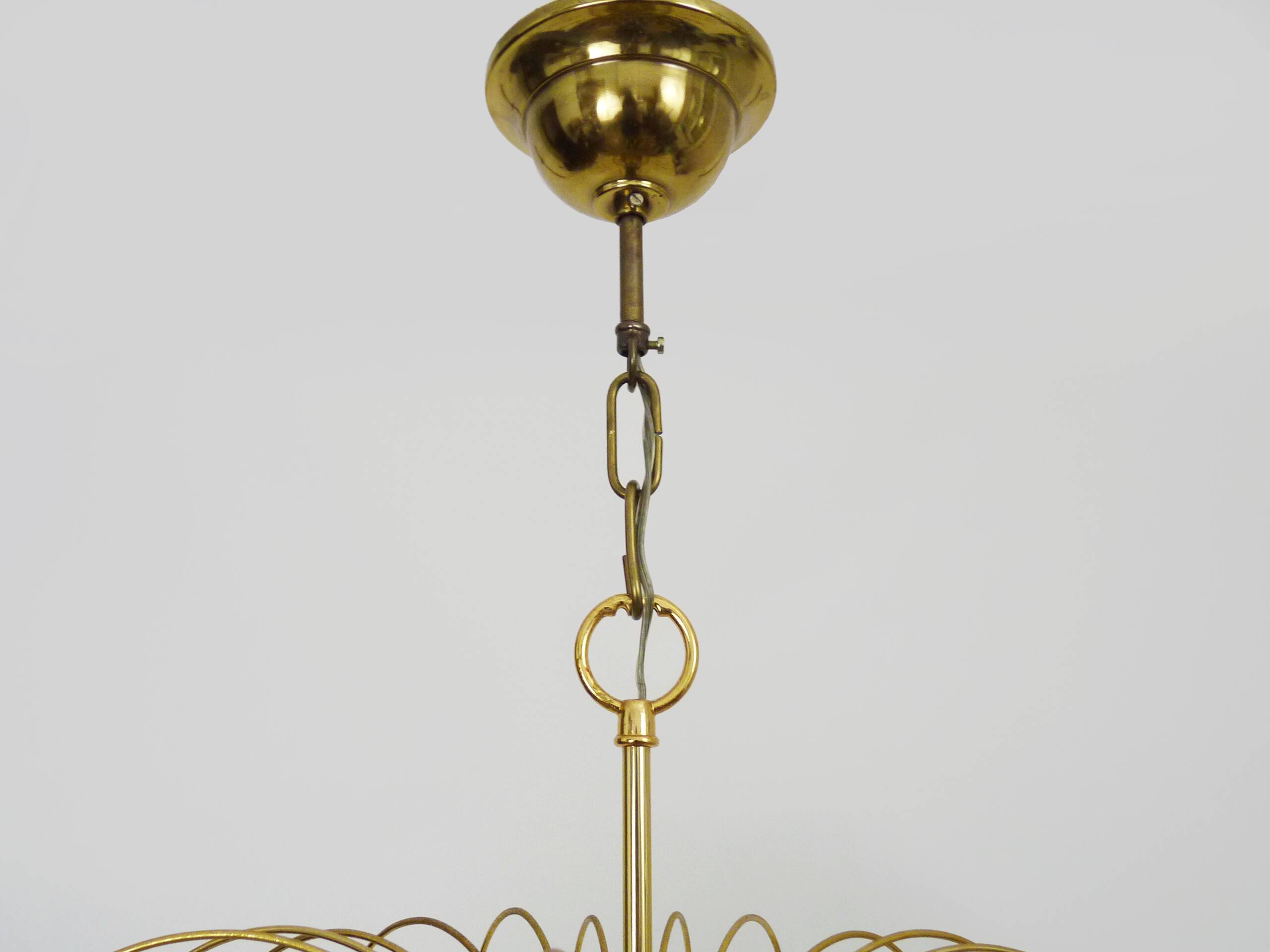 Large and old crown chandelier with pendants, 4 levels, 3 lights, 70s-80s