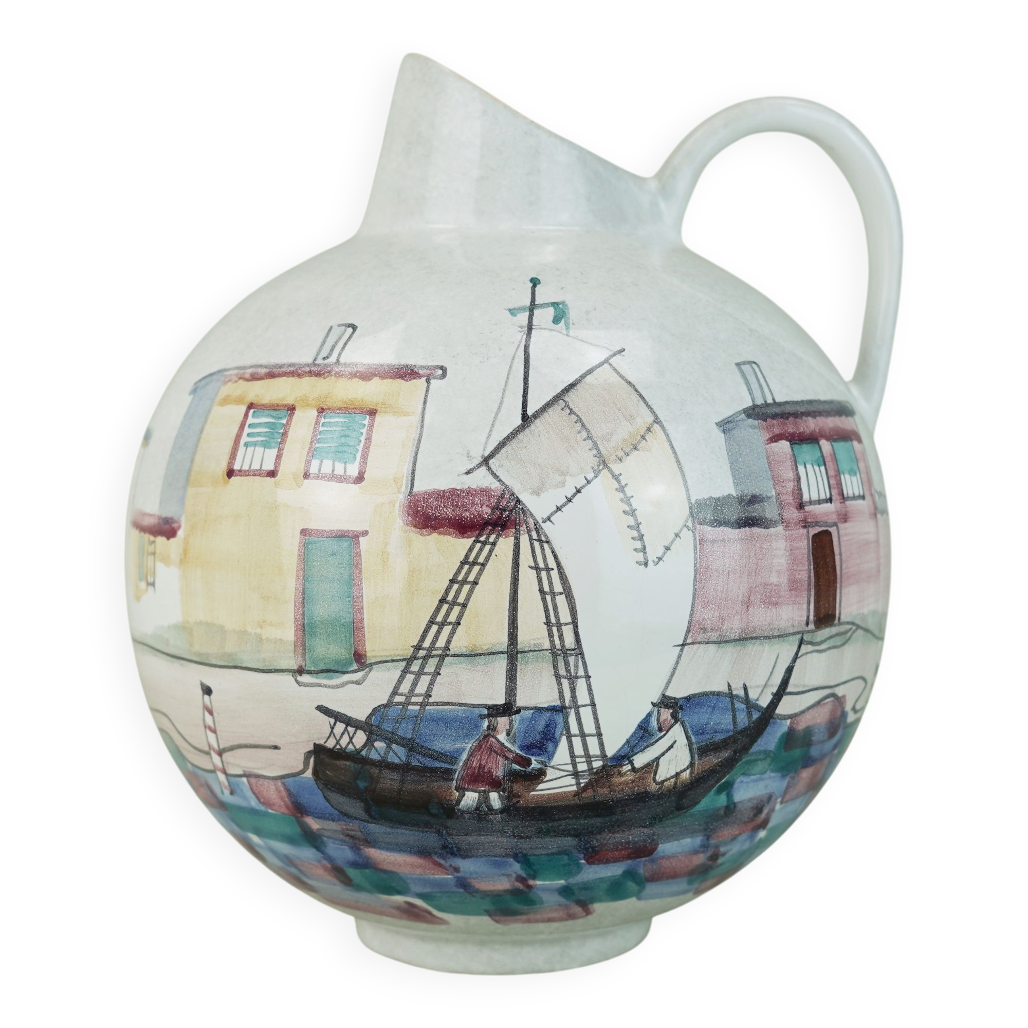 very beautiful mid century VASE by jawe hand-painted decor 'capri' 1950s