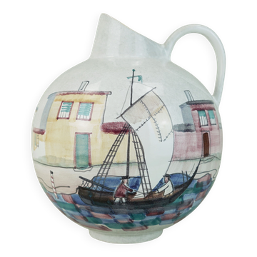 très beau vase des années 50 par Jawe, décor peint à la main 'Capri'