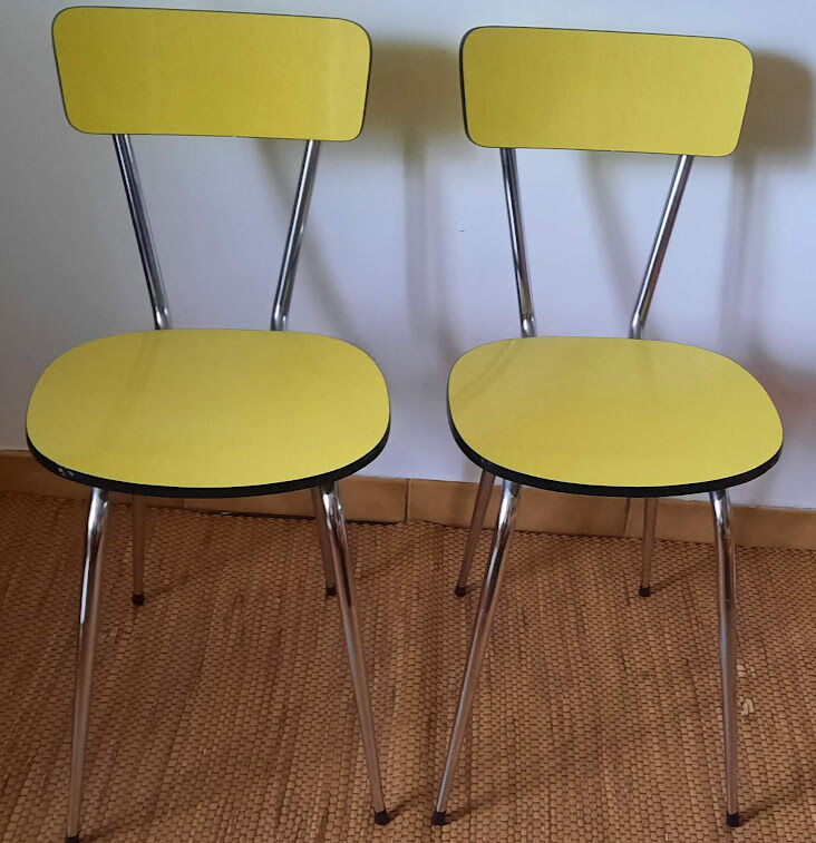 Set of yellow formica chairs