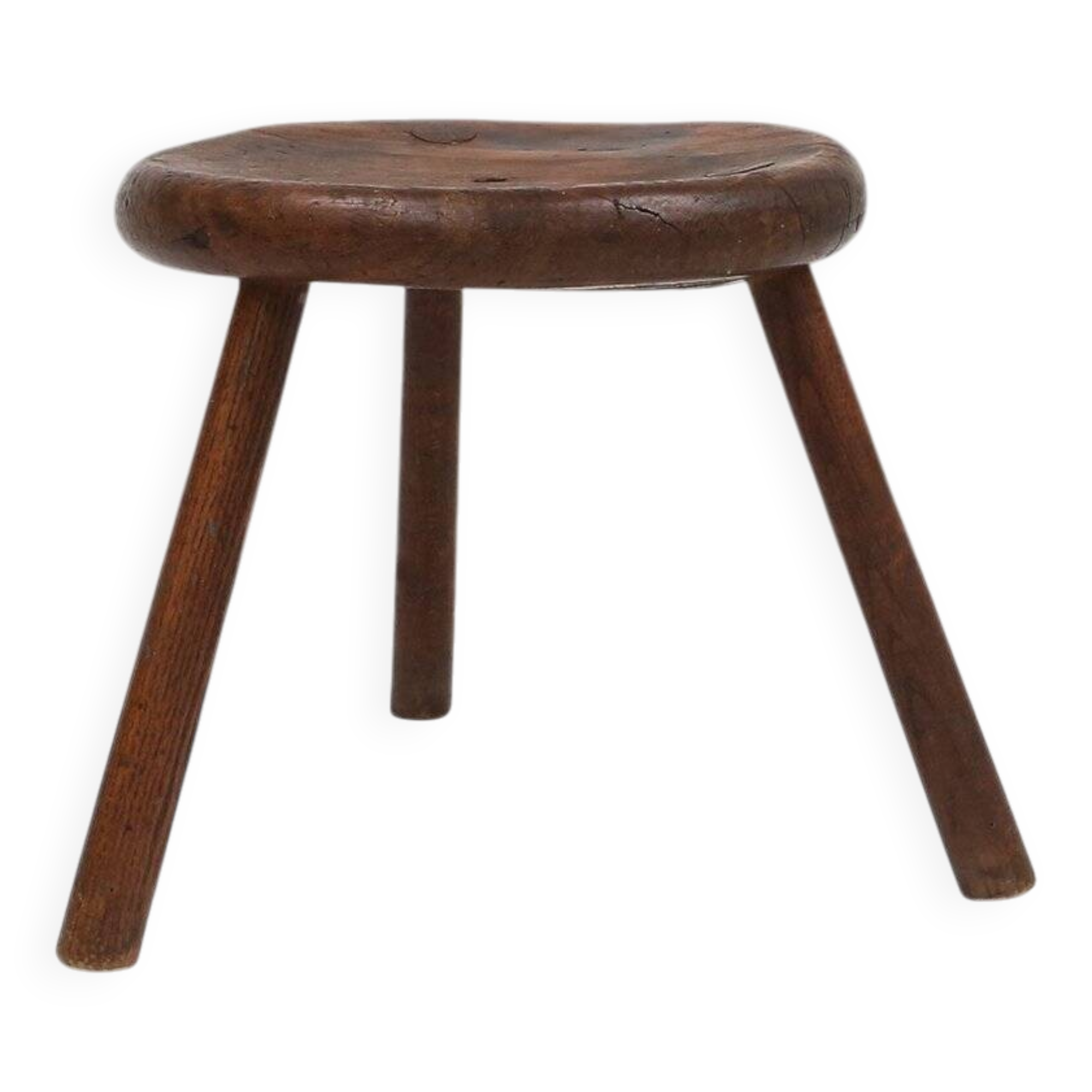 Hand-Carved Wood Tripod Stool, France, 1900s