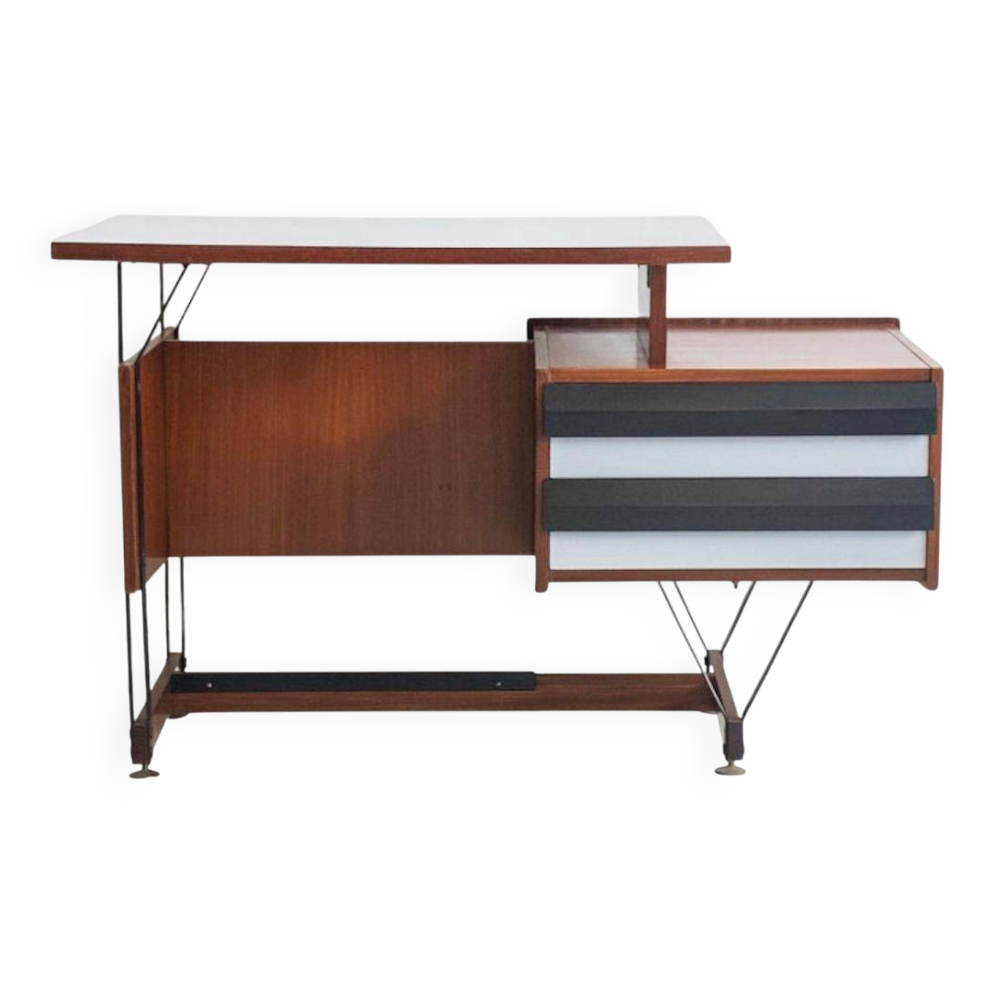 Small wooden desk with metal structure, Italy, 1960s.