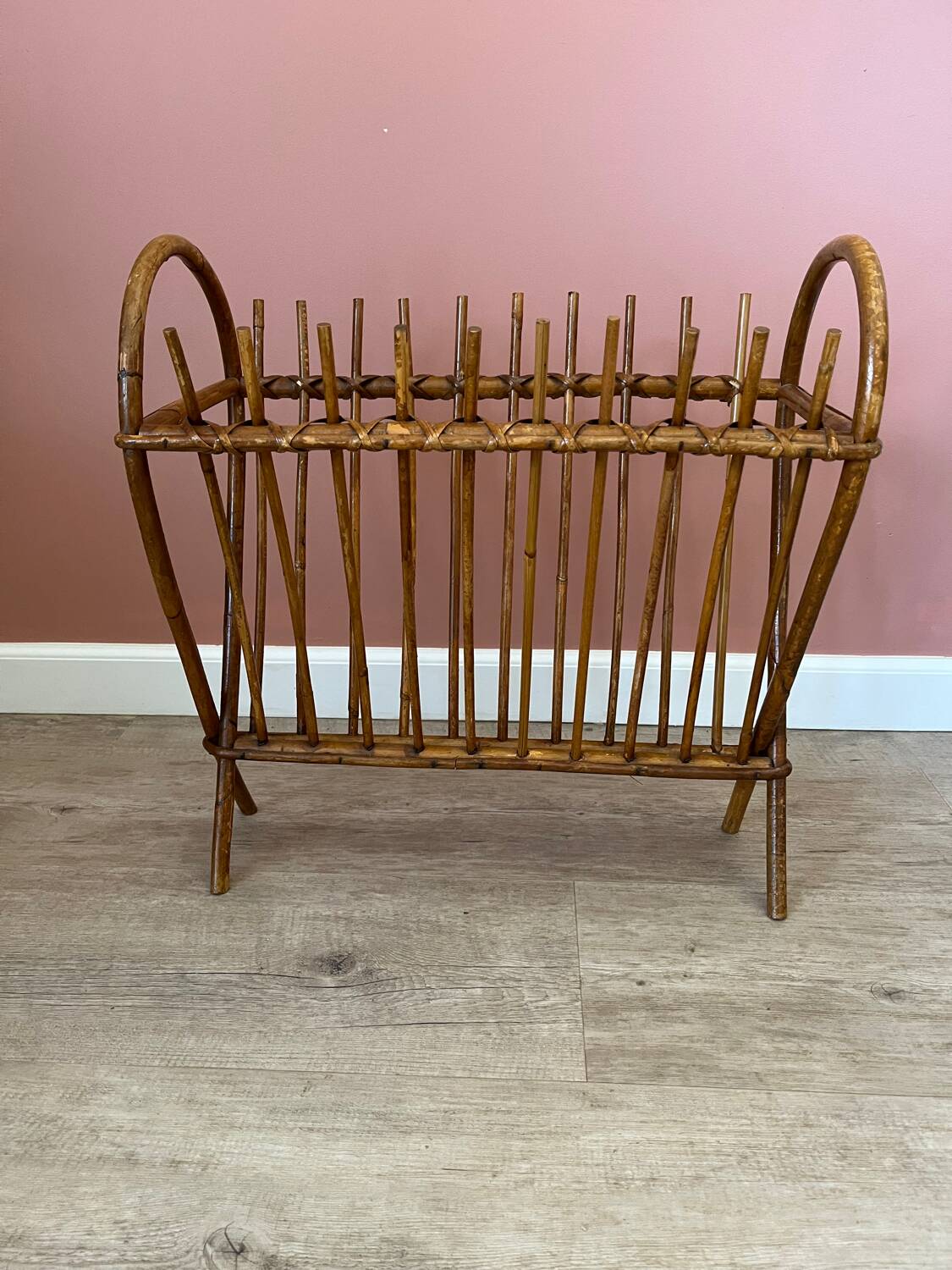 Rattan wicker magazine rack