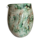 Vase forme libre émail vert et blanc Accolay signé T L