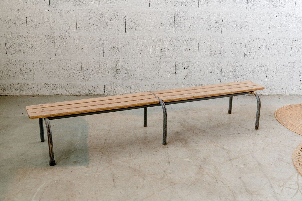 School bench grey metal