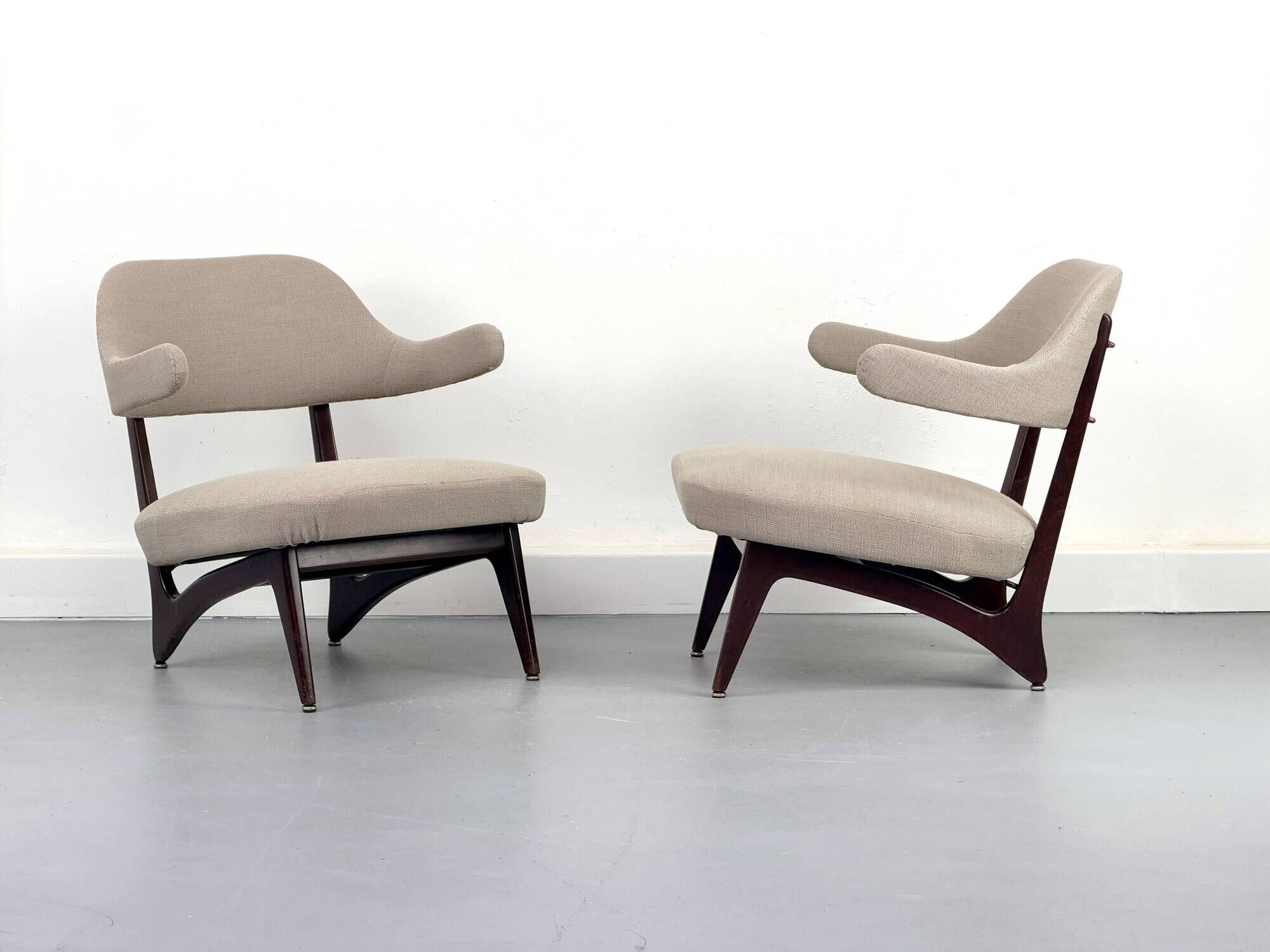 Lounge chairs with new fabric, 1950s, Set of 2