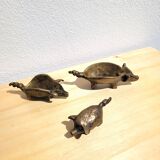 Bronze nesting pig ashtray set