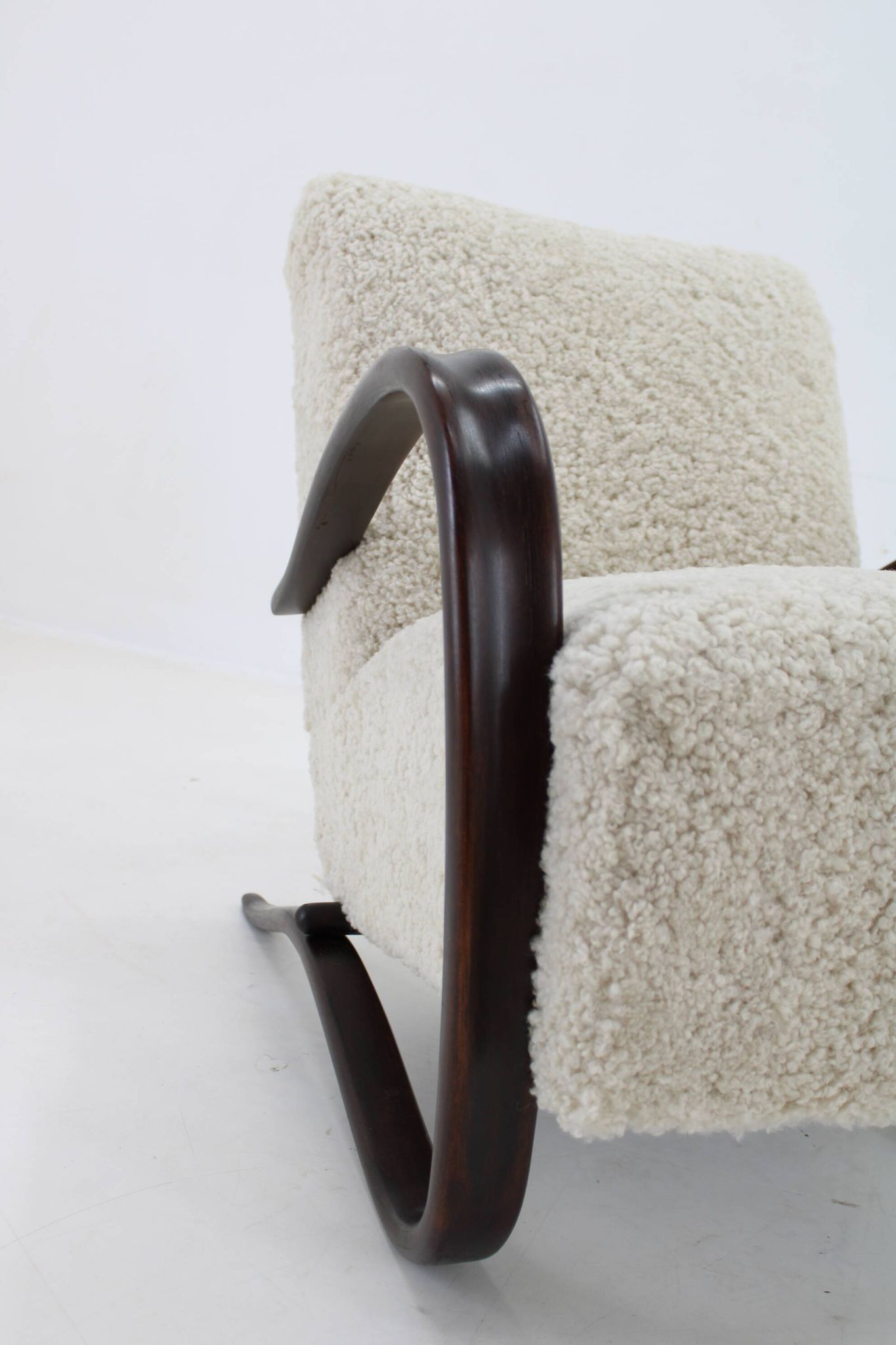 1930s Jindrich Halabala Thonet H-269 Armchair in Sheepskin, Restored