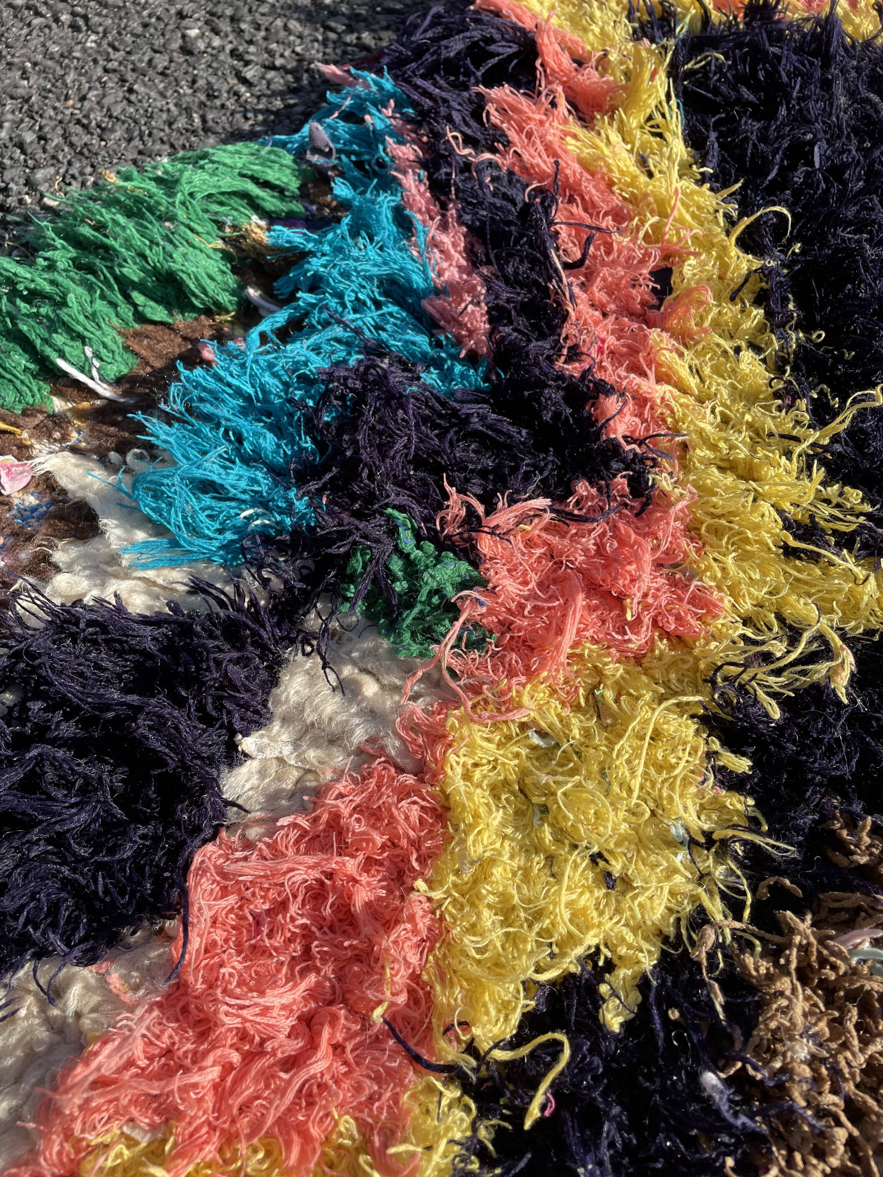 Moroccan berber carpet in wool Azilal black colored 70x160cm