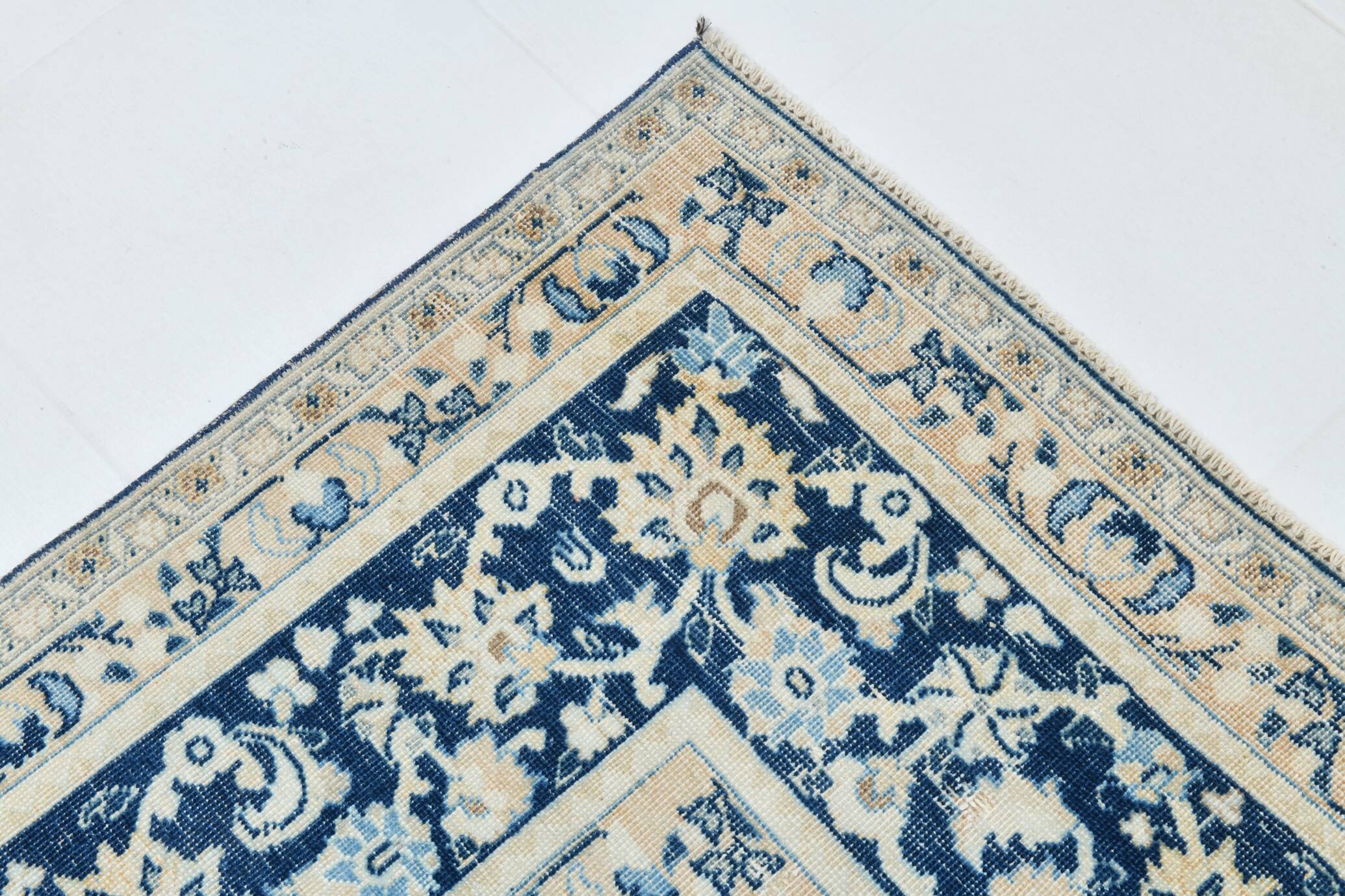 Élégance Persane en Bleu, Tapis Vintage d’Artisanat Raffiné, 282x385 Cm