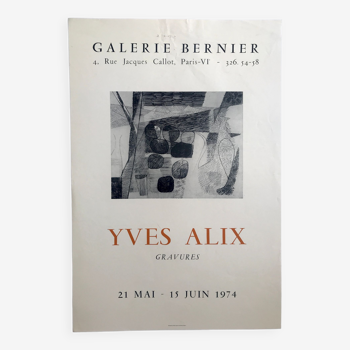 Affiche originale d'Yves ALIX, Galerie Bernier, 1974