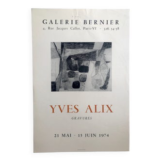 Affiche originale d'Yves ALIX, Galerie Bernier, 1974