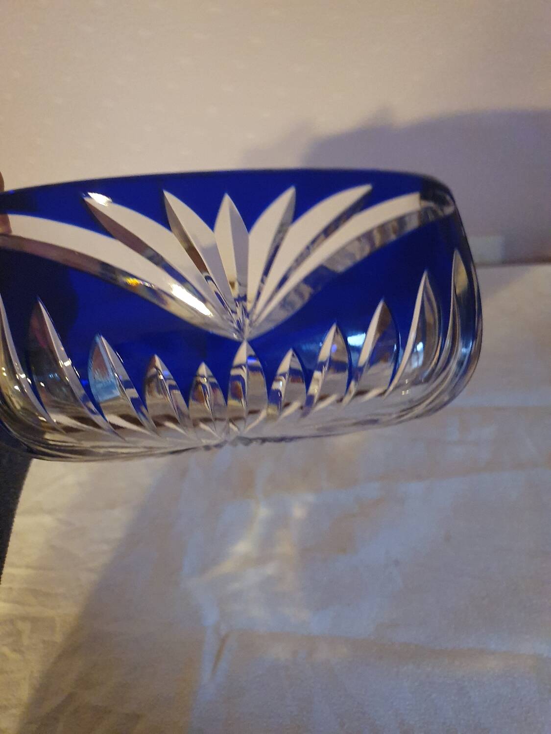 Vintage blue bohemian crystal pocket empty cup