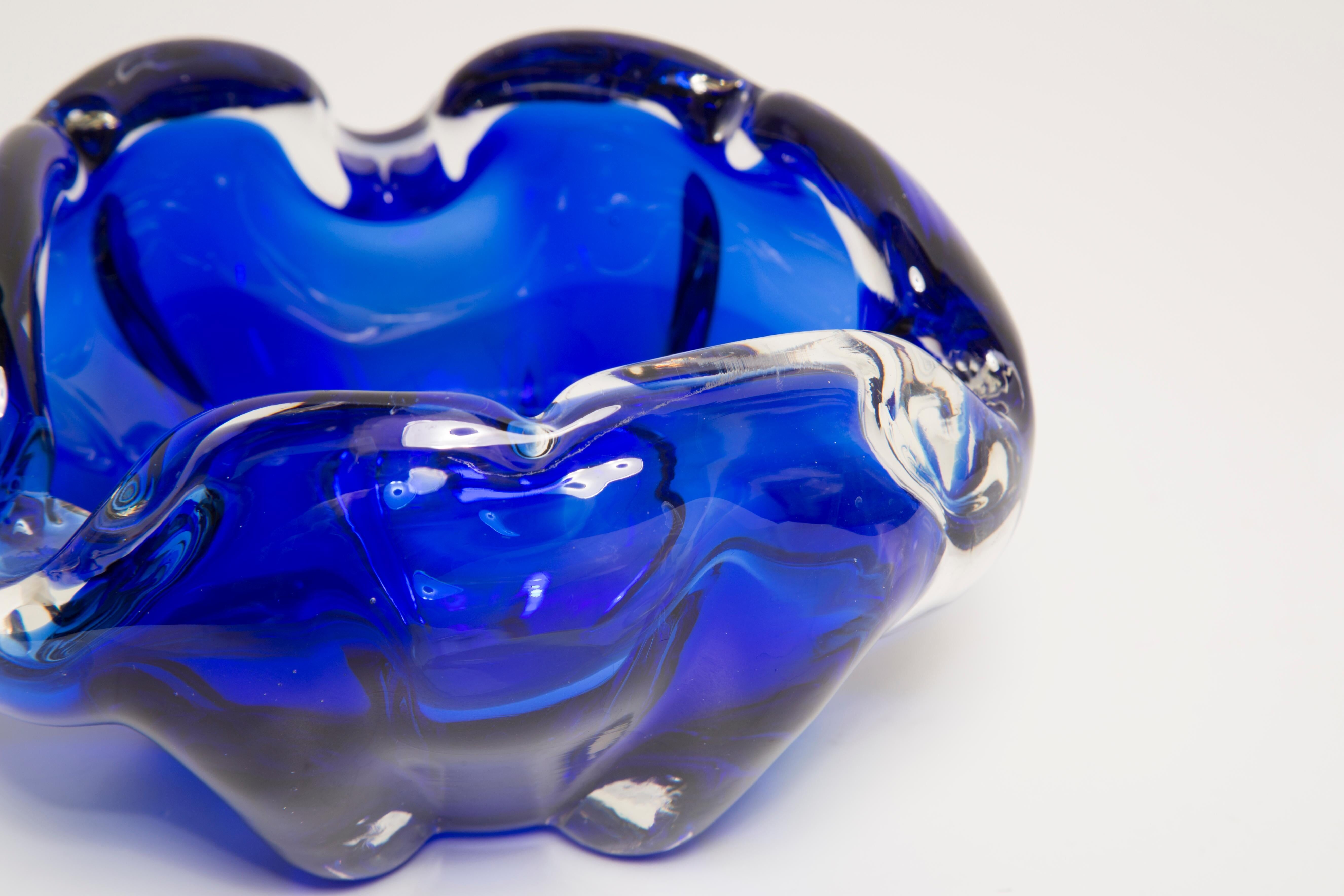 Mid-century blue Murano glass ashtray, Italy, 1970s