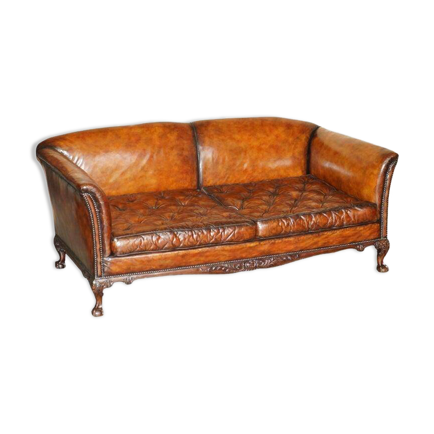 Renovated Victorian Chesterfield Sofa in Leather by Howard & Son