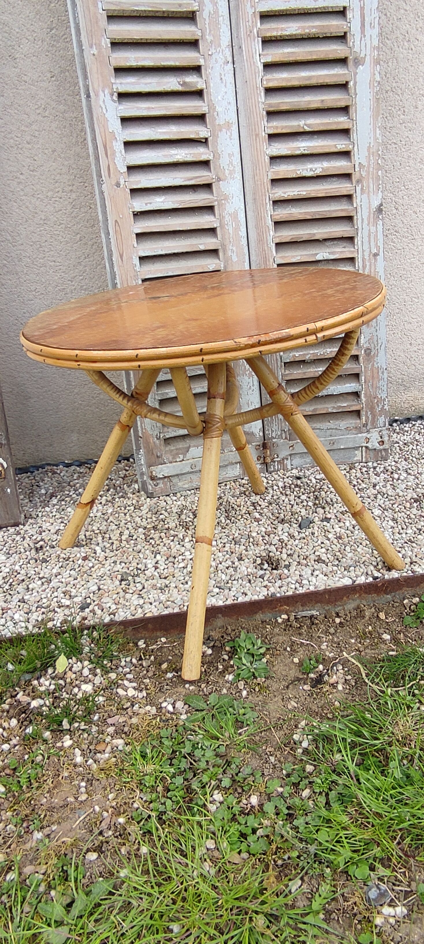 Vintage bamboo and rattan coffee table