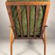 Fauteuil scandinave – revêtement vert, bois de hêtre, vintage