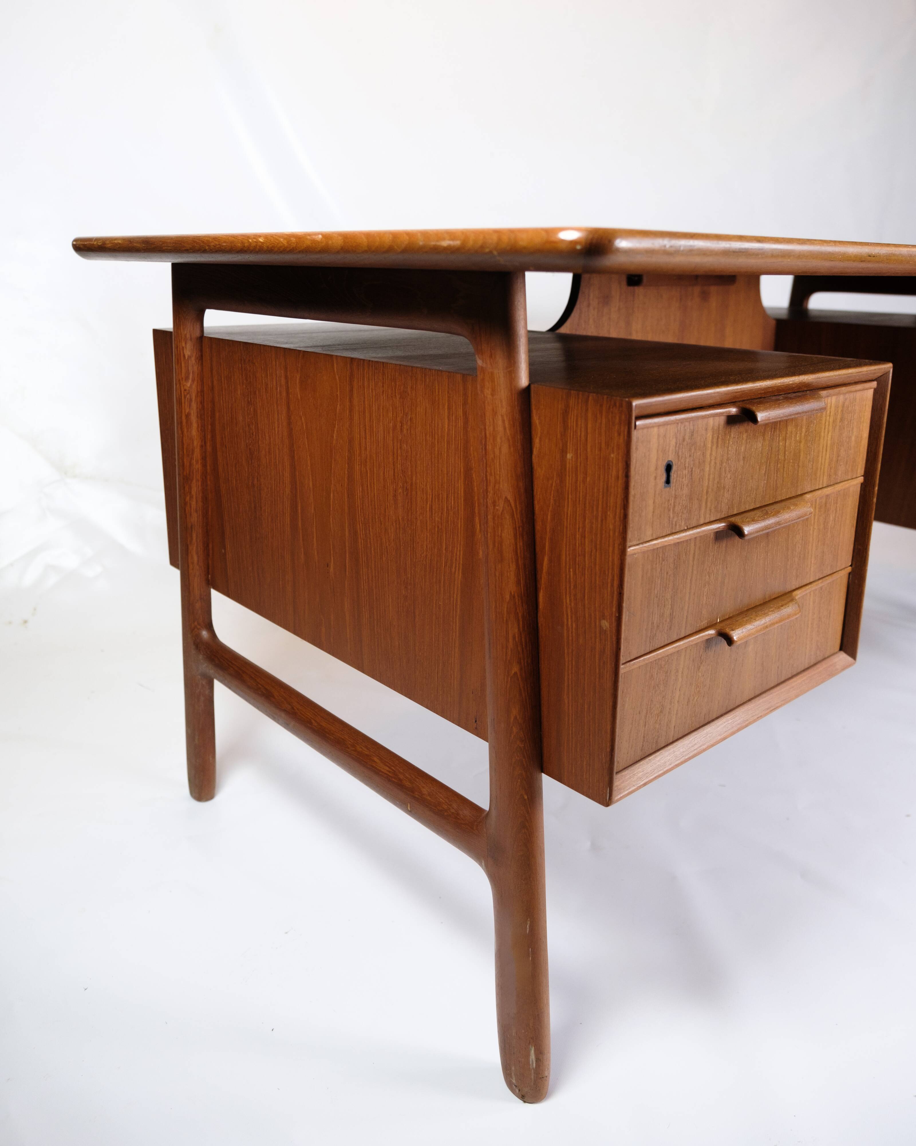 Desk Model 75 Made In Teak By Omann Junior Møbelfabrik From 1960s