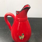 Old red ceramics pitcher vintage 70s