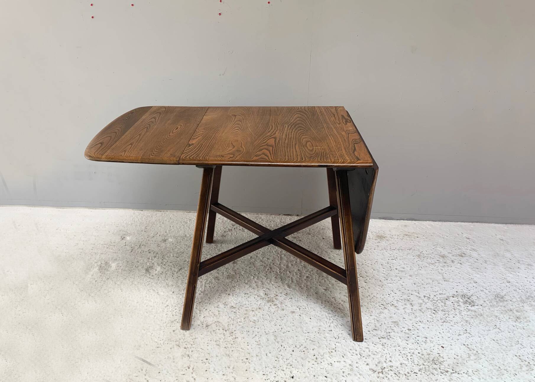 Ercol Old Colonial 377 Drop Leaf Dining Table Solid Elm Blue Label 1950s