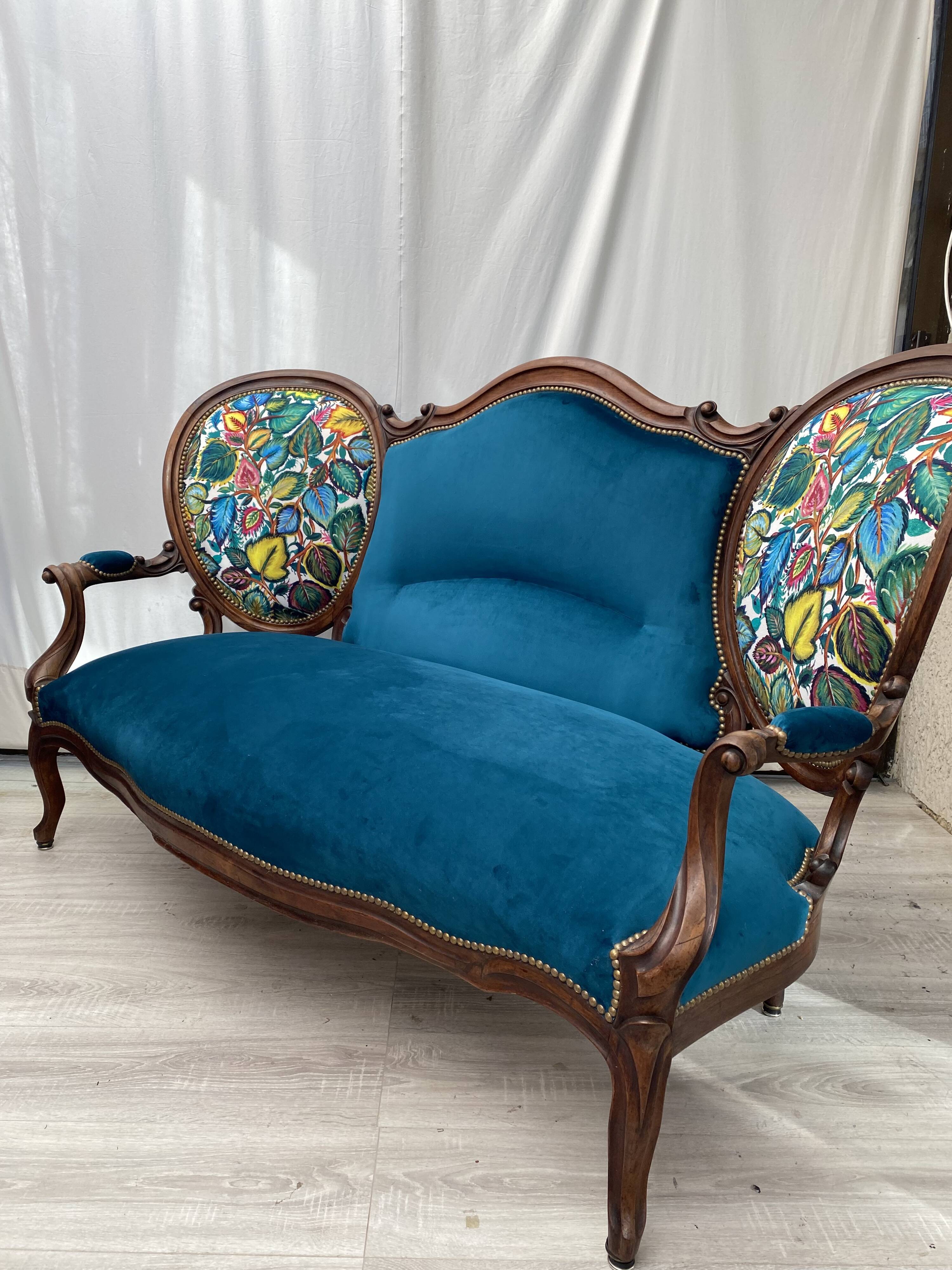 Paire de fauteuils cabriolet retapissés, années 30-40