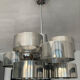 Chrome metal Space Age Sciolari chandelier from the 1970s.