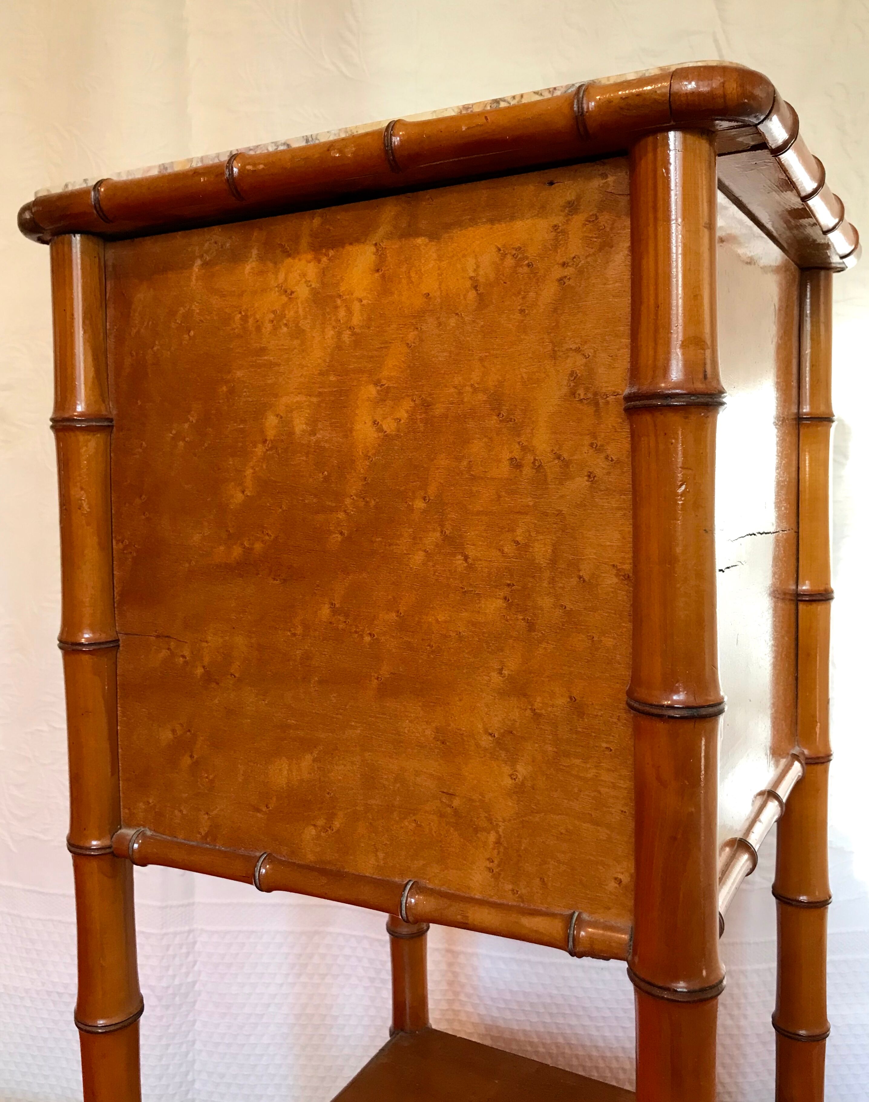 Bedside bamboo collection circa 1870 Napoleon III pitchpin cherry marble