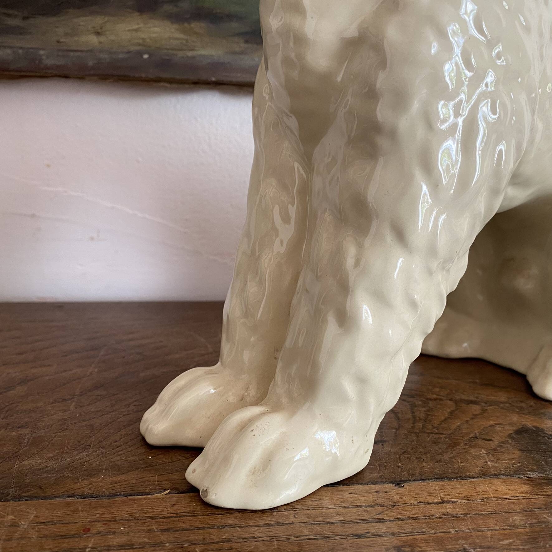 Large poodle, glazed ceramic dog, 1920s-30s