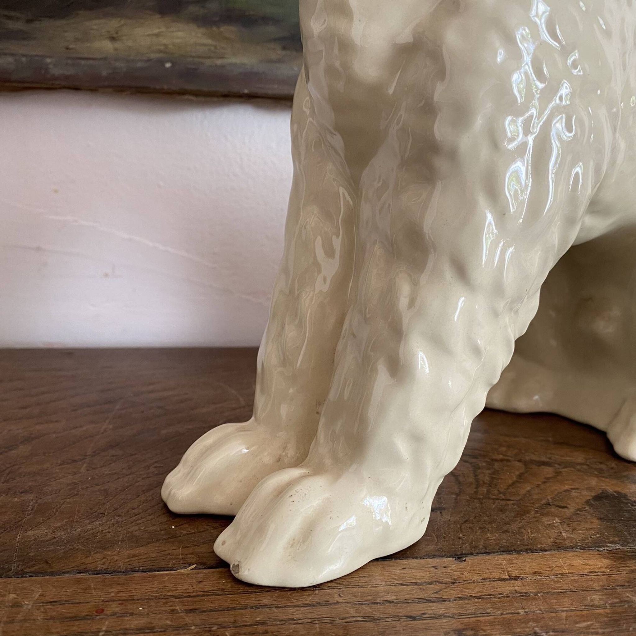 Large poodle, glazed ceramic dog, 1920s-30s