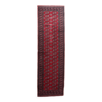 Handmade vintage Uzbek Bukhara runner 80cm x 274cm, 1960s