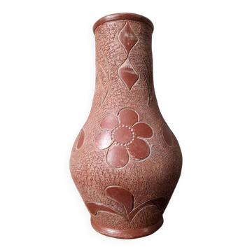Vintage Portuguese ceramic terracotta clay terracotta pottery vase