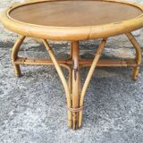Rattan and bamboo coffee table