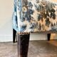 Footstool, pouf in velvet and dark wood